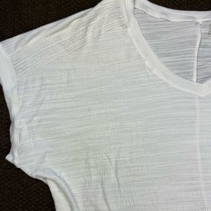 White V-neck Crochet Shoulder Cap Sleeve Textured Top Lane Bryant 22W 24W NWT